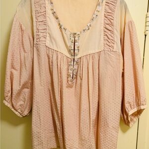 Rebecca Taylor Blush Pink Embellished Blouse